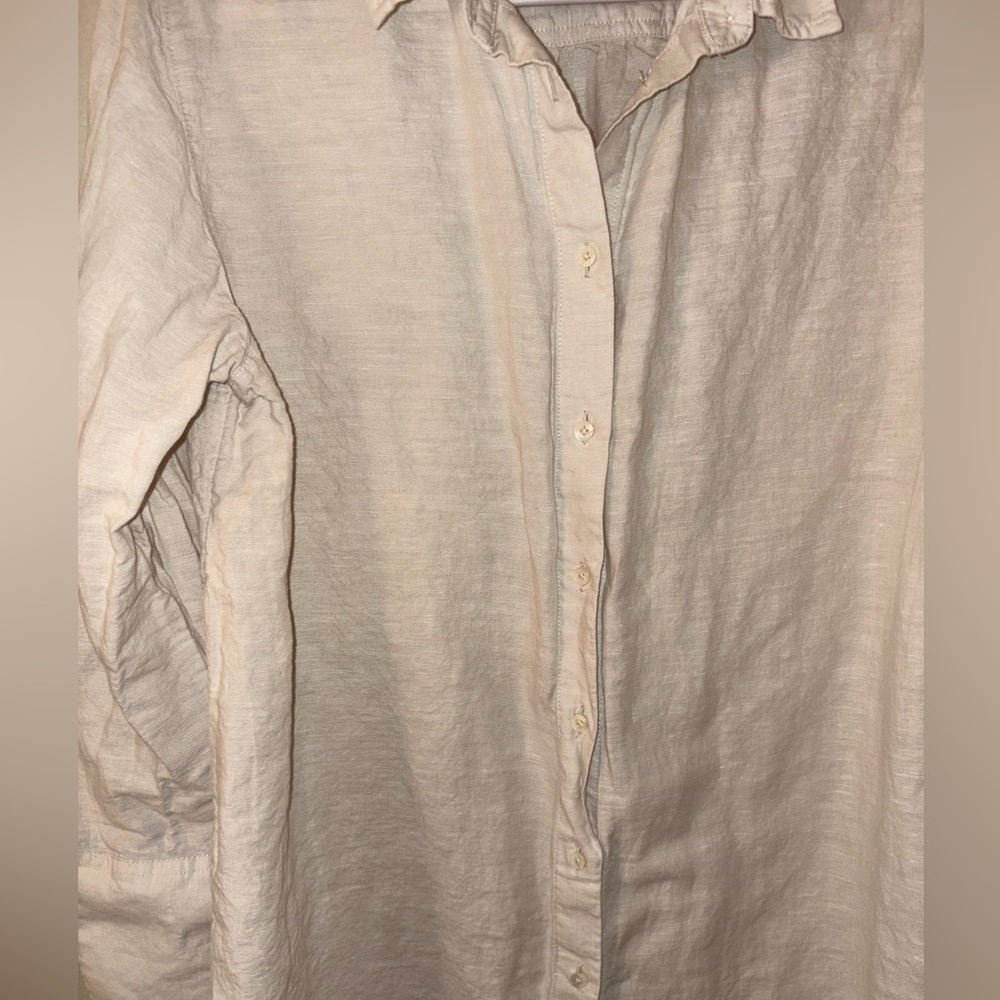 J.Crew Linen Cotton Beach Shirt Small Relaxed Sheer Flax Button Down Cover Up - Picture 6 of 11